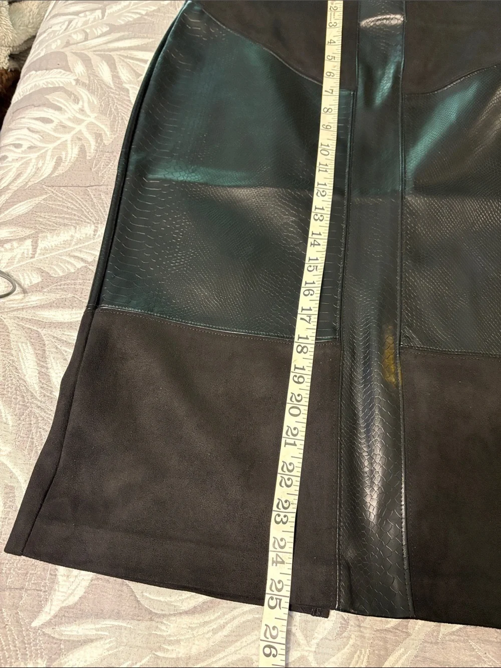 Black Faux Leather & Suede Pencil Skirt - Women's